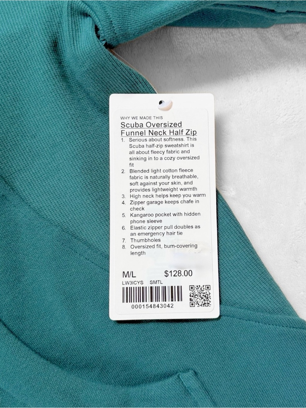 NWT Lululemon Scuba Oversized Funnel Neck Half Zip *Long – Storm Teal – M/L - Picture 9 of 11